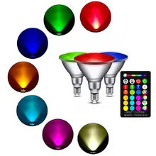 Цветная(RGB) светодиодная par30 par38 E27 Светодиодный прожектор 10 Вт 12 Вт 20В водозащитный Ip65 прожектор RGB прожектор AC85-265V