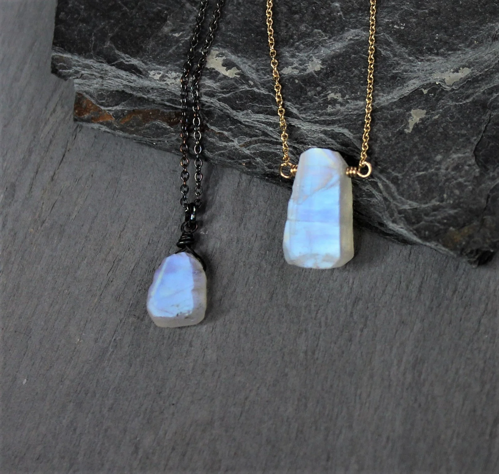 rose gold, raw moonstone pendant silver 