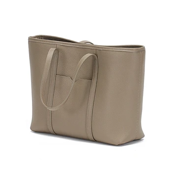 

Burminsa 100% Genuine Leather Women Tote Bags Minimalist Design A4 Work Ladies Handbags High Quality Female Shoulder Bags 2020