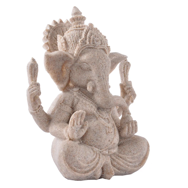 Indian Lord Ganesha Statue Sculpture Sandstone Elephant God Small Buddha Figurine for Home Tabletop Decor Great Collection