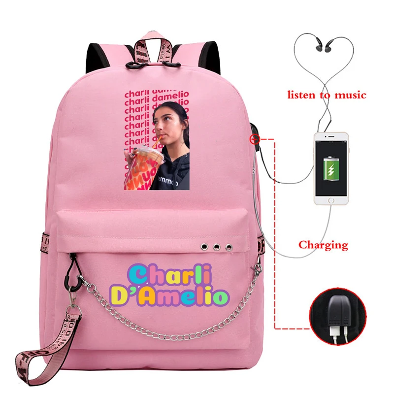 Acquistare Zaino Mochila Charli DAmelio Borse Da Scuola Ragazze Adolescenti  USB Ricarica Computer Portatile Femmina Female Backbag Economico | Consegna  Veloce E Qualità | It.Dhgate