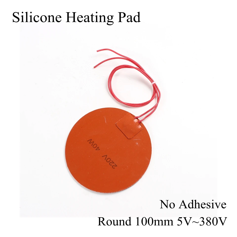 Round 100mm 5V 12V 24V Silicone Heating Pad Electric Rubber Heat Mat Heated Bed Plate Flexible Waterproof 3D Printer | Дом и сад