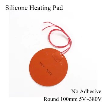 

Round 100mm 5V 12V 24V Silicone Heating Pad Electric Silicone Rubber Heat Mat Heated Bed Plate Flexible Waterproof 3D Printer