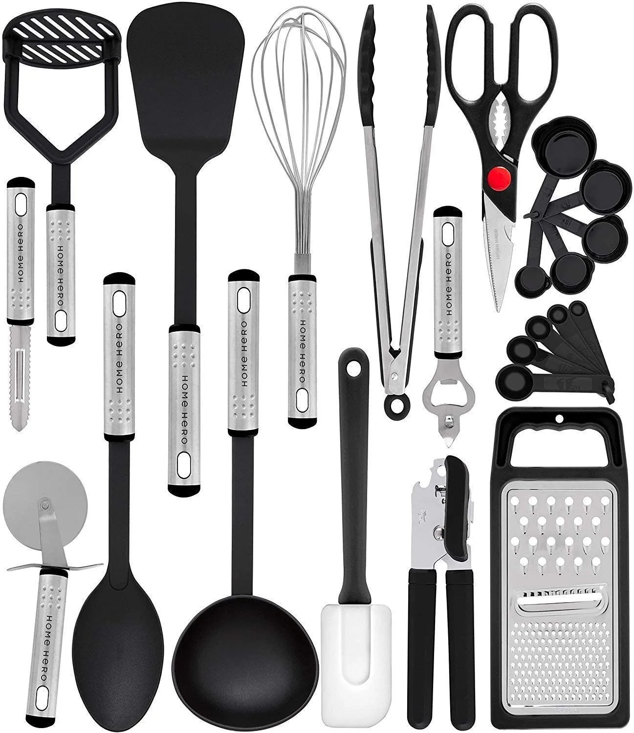 Kitchen Utensil Set 24 Nylon and Stainless Steel Utensil Set