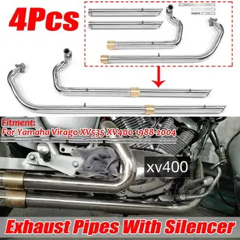 

New Set Motorcycle Muffler Exhaust Pipes System + Silencers For Yamaha Virago XV535 XV 535 VIRAGO XV400 XV 400 VIRAGO 1988-2004