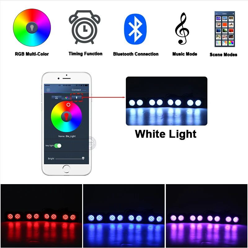 8 Pods RGB светодиодные горные фонари с пультом дистанционного управления Bluetooth многоцветный неоновый светодиодный фонарь комплект для синхронизации музыки режим мигания