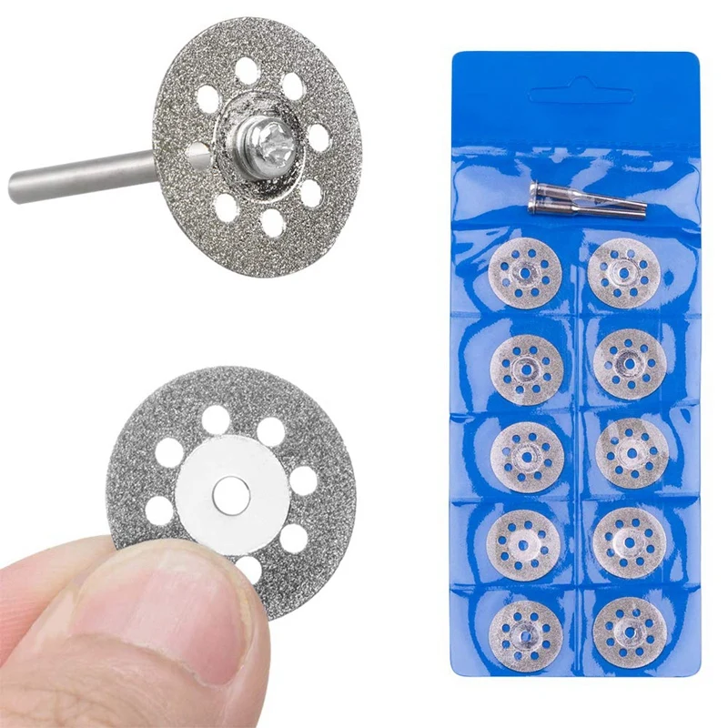 Top-20Pcs 22 мм алмазные отрезные диски с 4 шт. 3 мм оправки для Dremel роторный инструмент драгоценные камни, нефрит, мрамор, Ceram