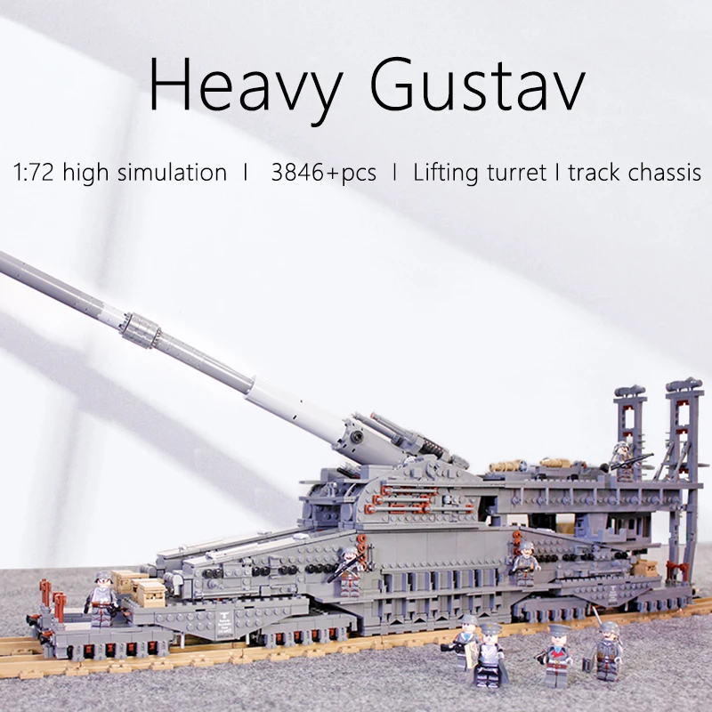 

KAZI 10005 3846Pcs Building Blocks German 80cm K[E] Railway Gun "Dora" Military Series Toys For Children