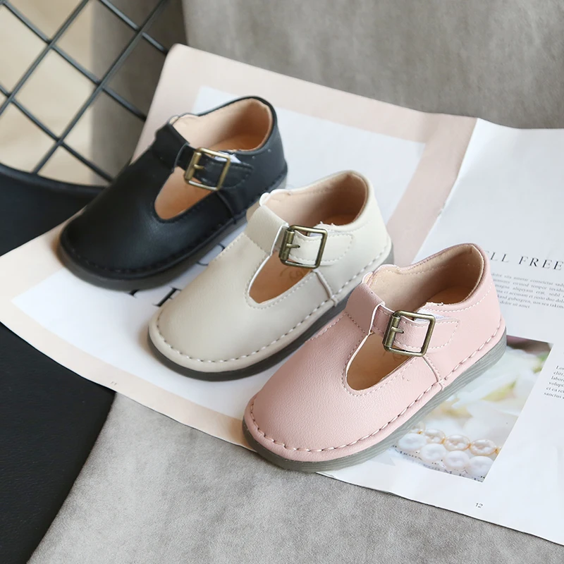 CYSINCOS Spring Children Shoes Baby Toddler Boys Girls Casual Single Leather Shoes Soft Bottom Kids Breathable Anti-slip Flats