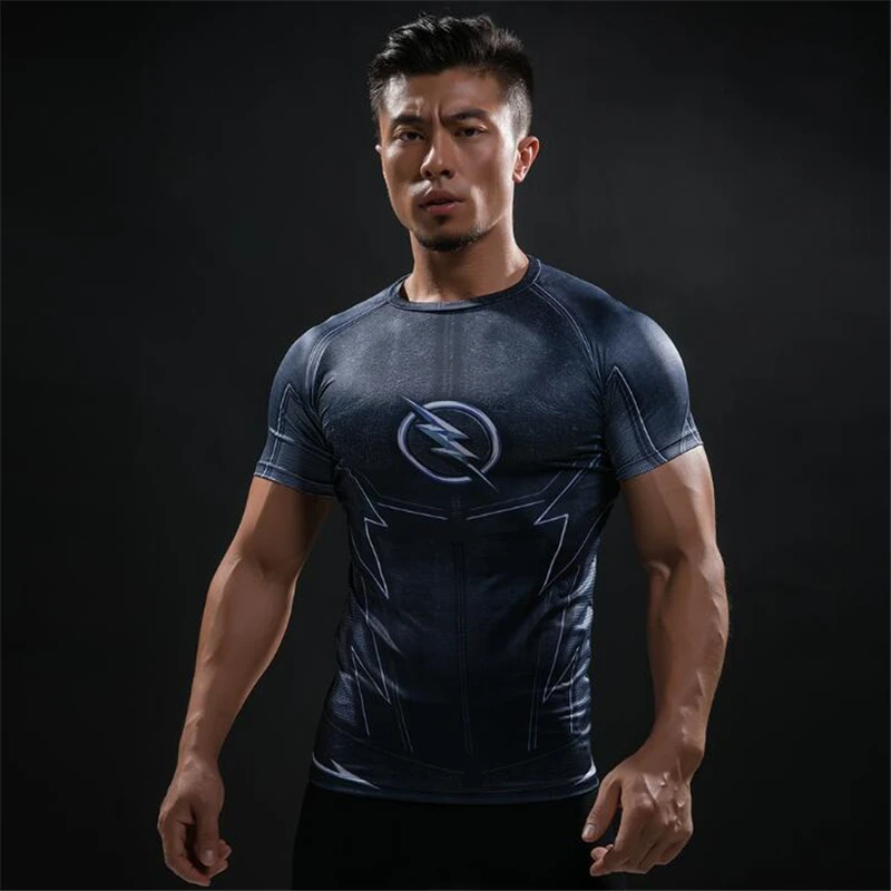 

Summer new style 3D printing pattern black lightning T-shirt street fashion casual male O-neck T-shirt