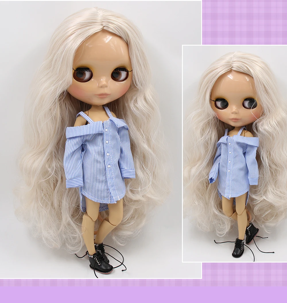 Neo Blythe Doll with Pink Hair, Tan Skin, Shiny Cute Face & Custom Jointed Body 2
