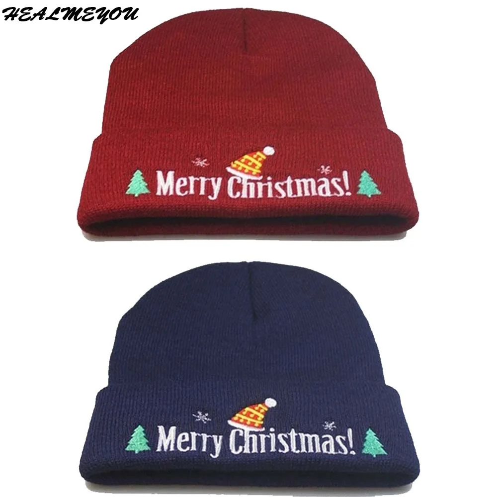

HEALMEYOU Christmas Beanie Autumn Winter Warm Christmas Knit Hat Good Elasticity Adult Hat bonnet femme hiver
