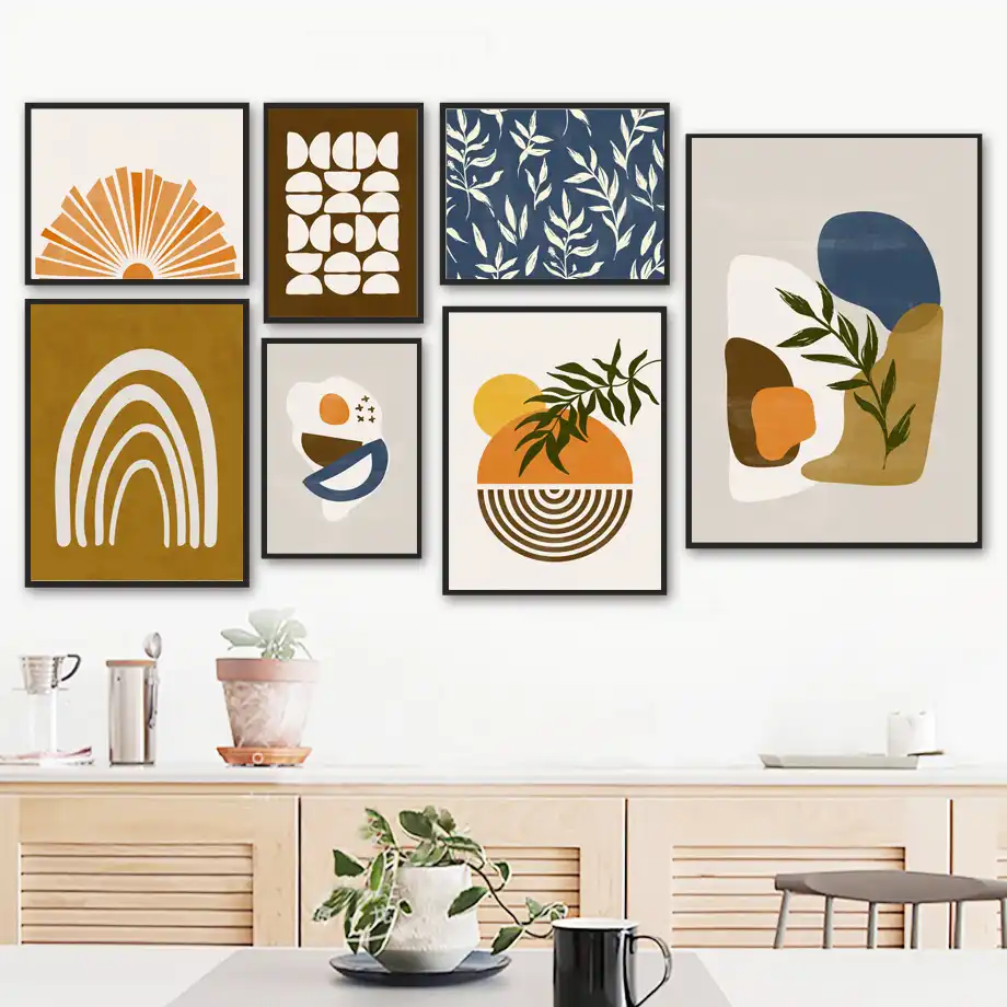 抽象虹日の出葉の色のブロック壁アートキャンバス絵画北欧ポスターやプリント壁の写真リビングルームのインテリア 絵画 書道 Aliexpress