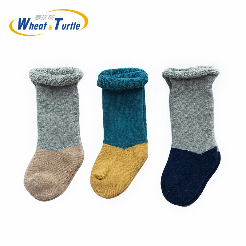 

3 Pairs/Lot Mix Color Cotton Children Socks Girls Boys Baby Ankle Length Thick Winter Casual Sock For 0-4 Years