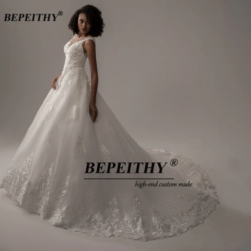 BEPEITHY Кружева Свадебные платья 2020 бальное платье невесты без рукавов корт поезд