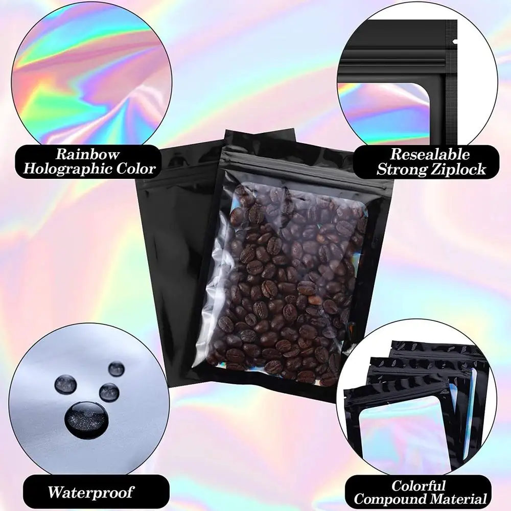 100ks laser zahustíme plastový aluminium fleret ziper zamknout balení sáček  resealable šperků řetízek náramek úložný pouch jídlo sáček