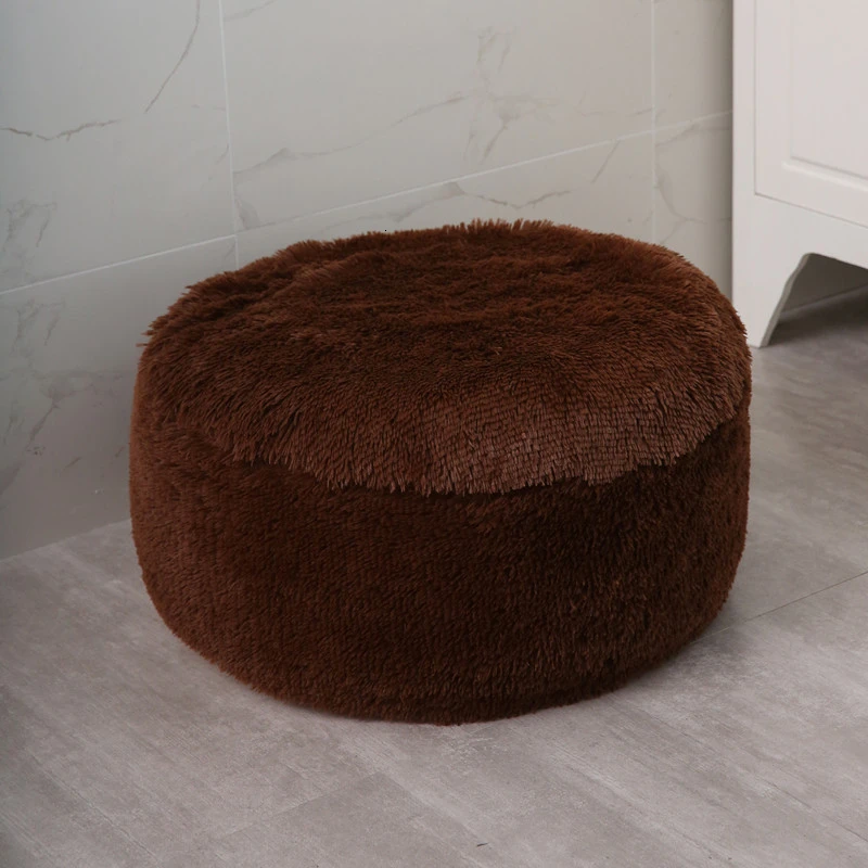 Однотонная теплая круглая подушка для сиденья портативный светильник надувной табурет прекрасный плюшевый мех моющийся стул подушка для отдыха домашний текстиль - Цвет: Short Plush Cushion9