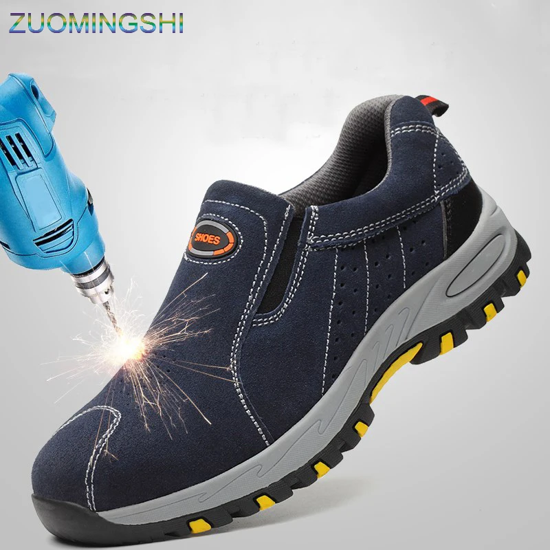 Botas de seguridad con punta de acero para hombre, zapatos de trabajo,  informales, sin cordones, transpirables|Botas de seguridad y de trabajo| -  AliExpress