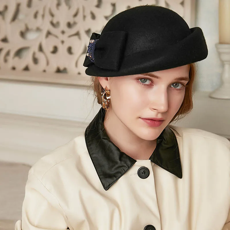 QDKPOTC Осень Зима Новинка шерсть шляпы Модные женские Fedoras высокое качество берет Кепка Банкетная шляпа невесты Бортпроводник