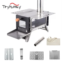 

Portable Camping Tent Wood Burning Stove Ultralight Wood Stove With Chimney Pipes Hiking Winter Heating Cooking Firewood Stove