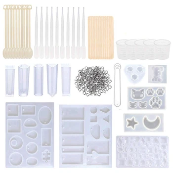 

Silicone Resin Kits Assorted Resin Silicone Casting Molds and Tools Set for Diy Jewelry Decoration Craft Making