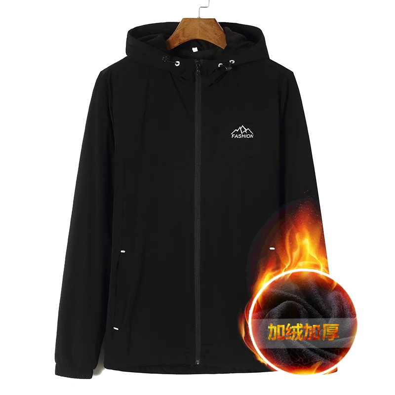 Флисовые куртки размера плюс 8XL 7XL 6XL, мужская куртка-пилот, Теплая мужская модная куртка с капюшоном, приталенное пальто, брендовая одежда - Цвет: Черный