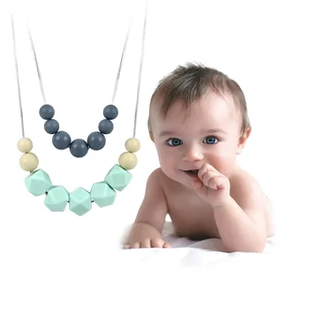 

Baby Teething Necklace For Mom Silicone Baby Teether Necklace Light Weight Stylish Chewable Beads Baby Teether