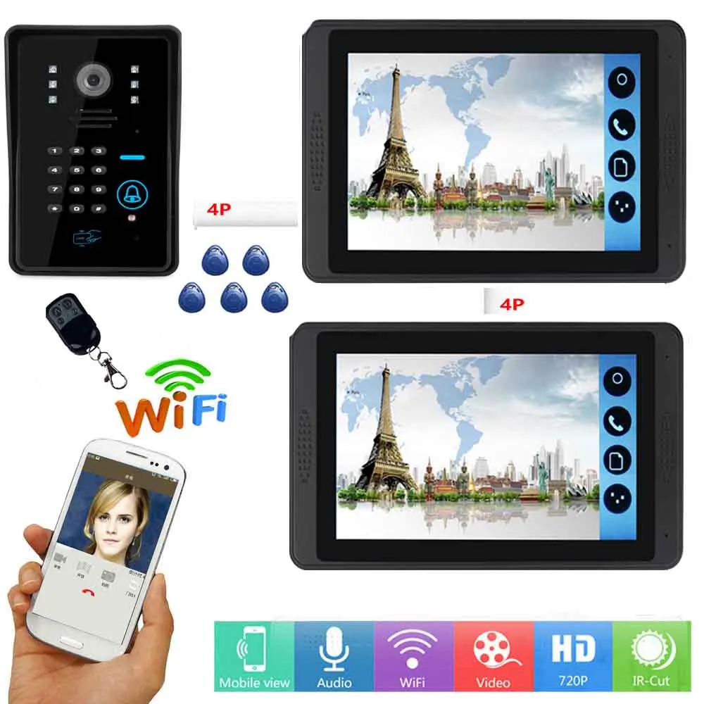

SmartYIBA WIFI Doorbell Video Door Entry Panel Video Intercom Password RFID Unlock Door Intercom Visual Record Monitor