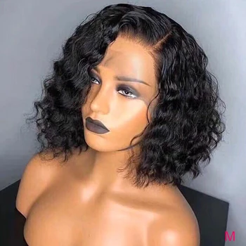 

Superfect Deep Wave Short Bob Wigs For Black Women Brazilian Bob Lace Wigs Pre Plucked 8-14 Inch Remy Human Hair Wigs