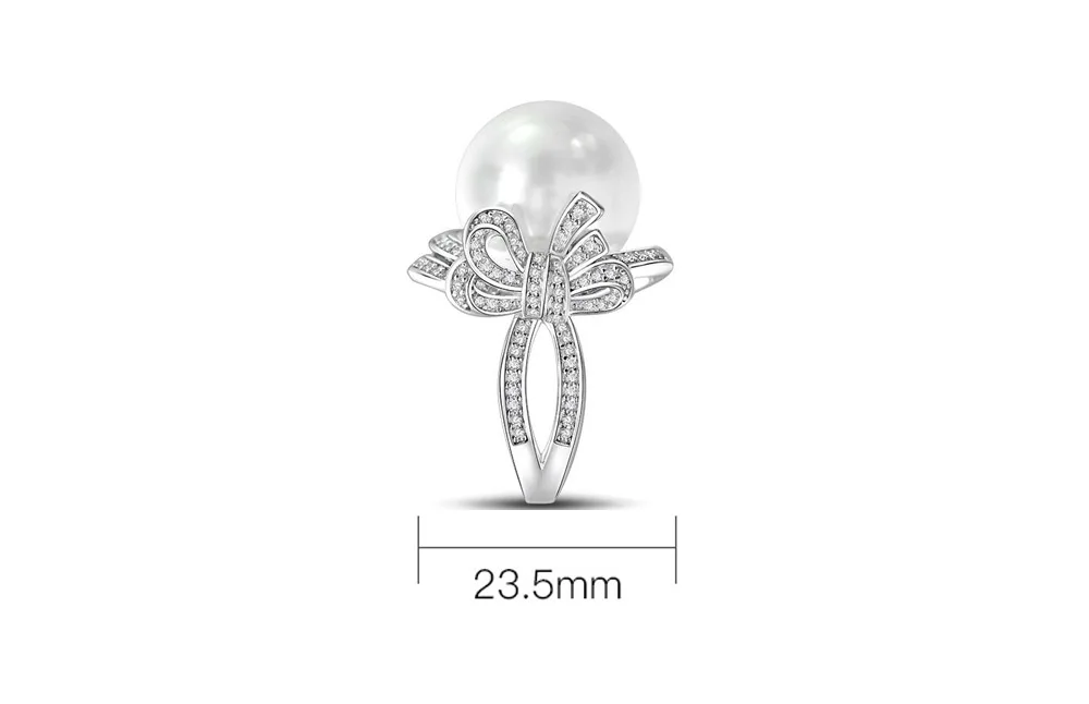 925 Sterling Silver Luxury Pearl Ring 16 MM Shell Pearl Very Beautiful Party Jewelry Fashion Gift