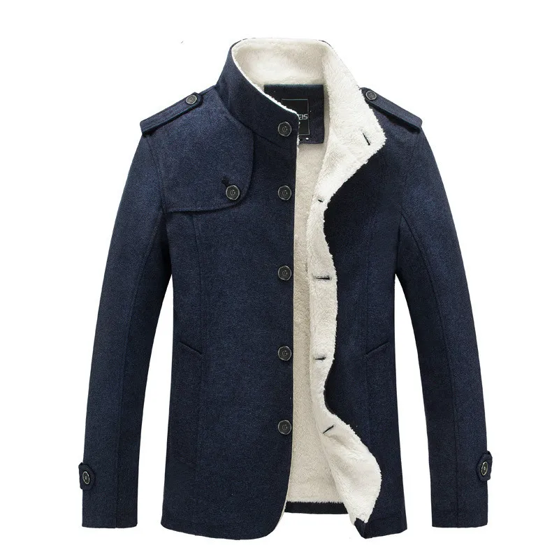 

Winter Warm Woolen Blend Jacket Coats Men's Fashion Casual Business Slim Fit Windbreaker Thick Warm Wool Fleece Overcoats