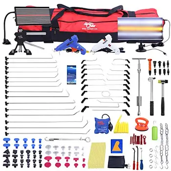Cheap Super PDR Paintless Dent Removal Kit Set Dent Puller Slide Hammer Glue Tabs Glue Gun LED Lamp Dent Repair Tools