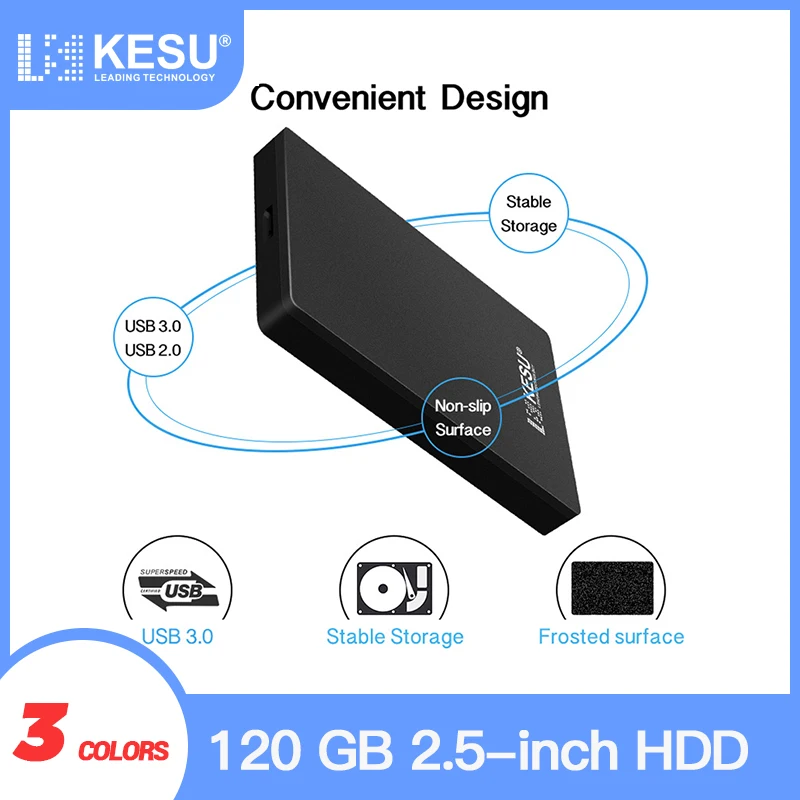 Внешний жесткий диск KESU 120 ГБ USB3.0 SATA портативный совместимый с Xbox One/Xbox 360/PS4/Mac/Tablet/PC