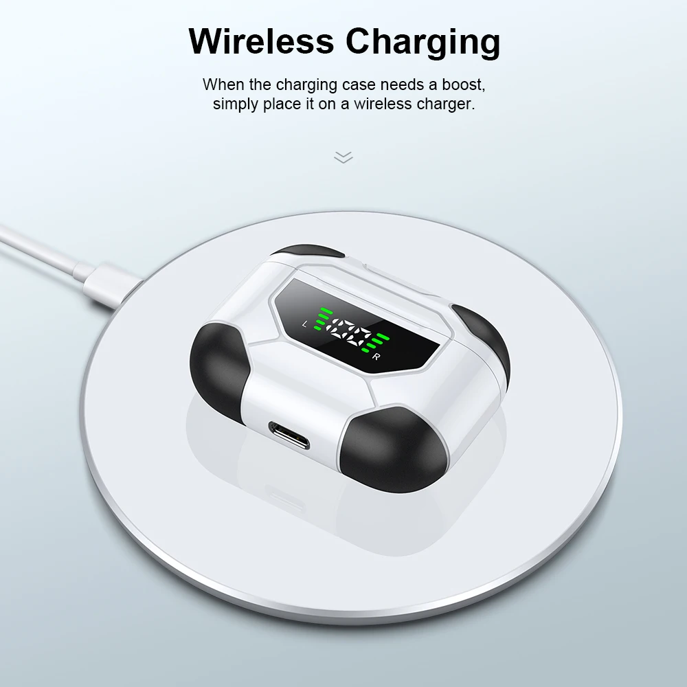 Wireless Bluetooth Earphone Volume Control Headphone Super Bass Earbuds Sport Headset with Digital Display Charging Case LZ-10