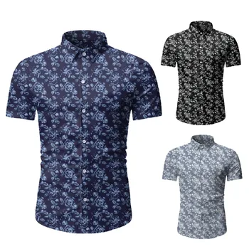 

Men Casual Summer Printed Button Short Sleeve Hawaiian T-Shirt Top Blouse Button Pocket Shirts M-3XL camisa masculina camisas h