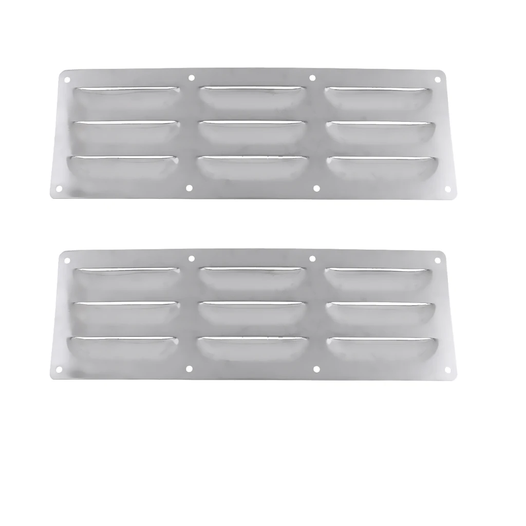 2pcs Louvered Air Grilles, Boat Marine Airflow Vent Grill Replacement Part for RV Caravan - Stainless Steel (Silver)