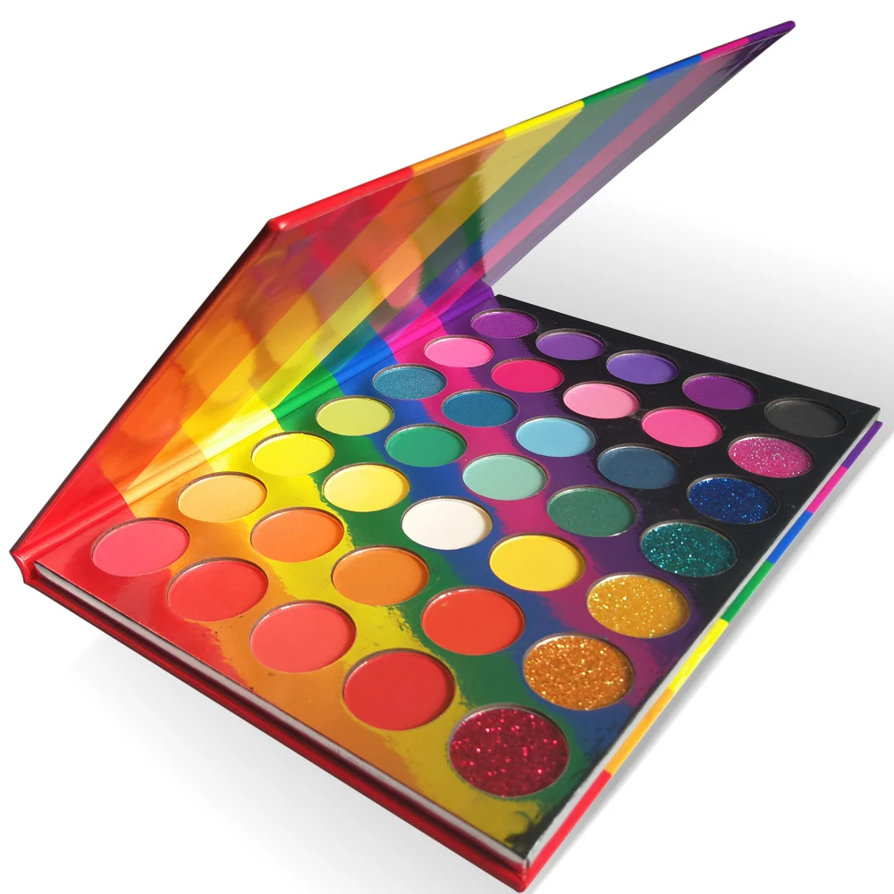 Private Label 35 Color Rainbow Eyeshadow Palette Matte Metallic Shimmer Makeup Eye Shadow Bright  Shades Make Your Own Brand
