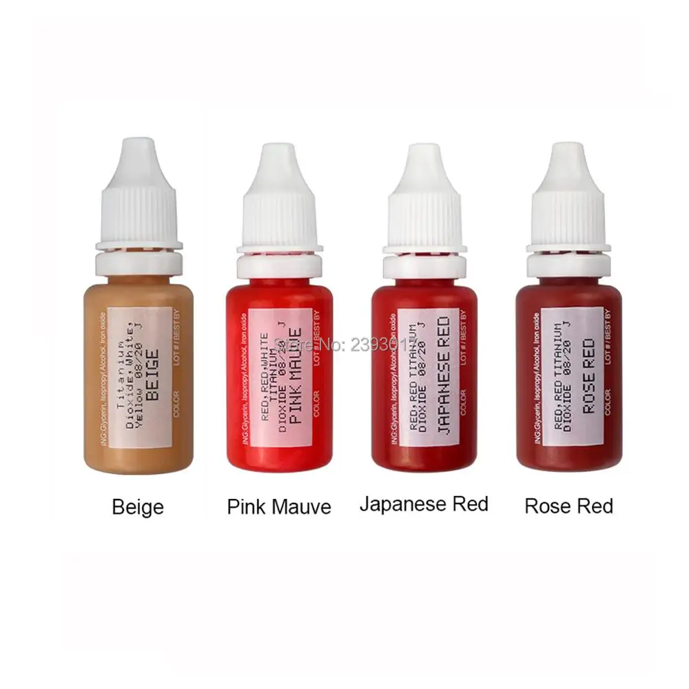 Free Shipping 4 Colors Permanent Makeup Pigments Set Tattoo Ink