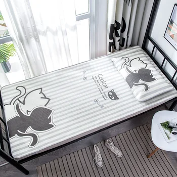 

Cartoon Cat Summer Sleeping Bed Mat Foldable Bed Sheet Students Summer Ice Silk Sleep Bed Mattress Protector Cover