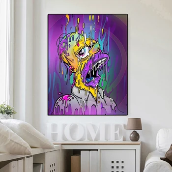 

Canvas Painting Famous Artist Lisa Simpson Colour Ha ha Mouth Poster And Prints on Wall Art Pictures For Children's Bedroom
