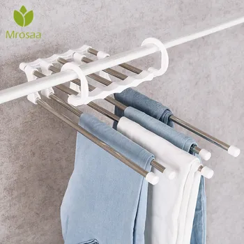 

Hangers Fashion 5 in 1 Pant rack shelves Stainless Steel Clothes Hangers Multi-functional Wardrobe Hot Sale Magic Hanger