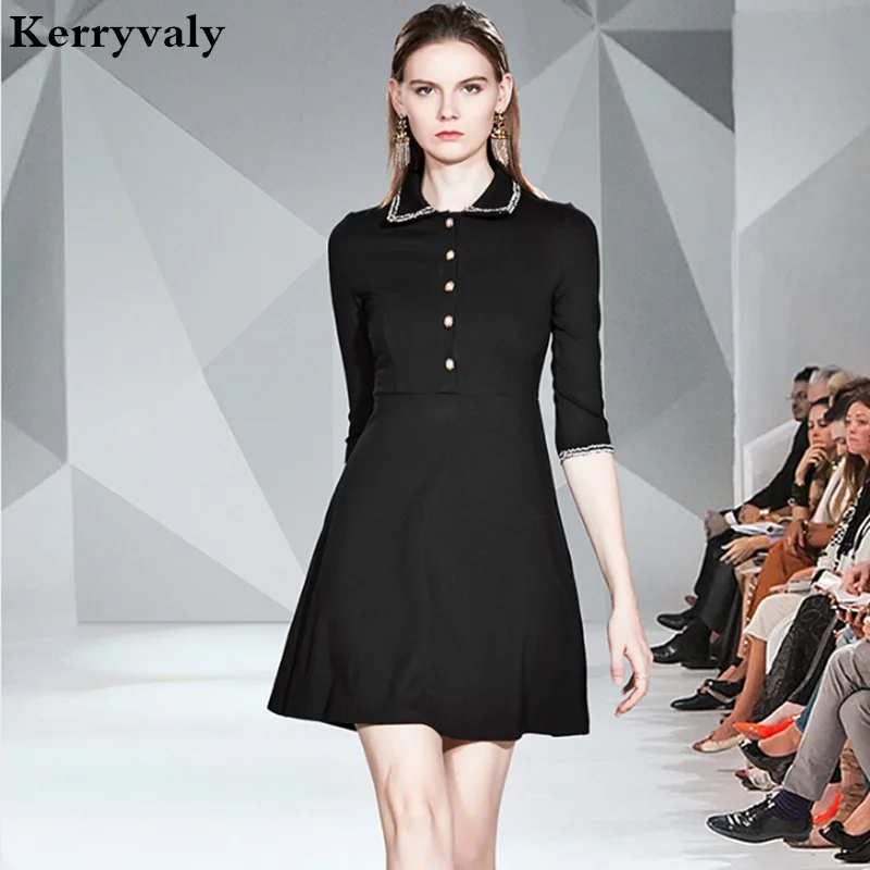 Французское Ретро Хепберн Подиум маленькое черное платье Vestidos Invierno Mujer мини вечерние женские платья K9087