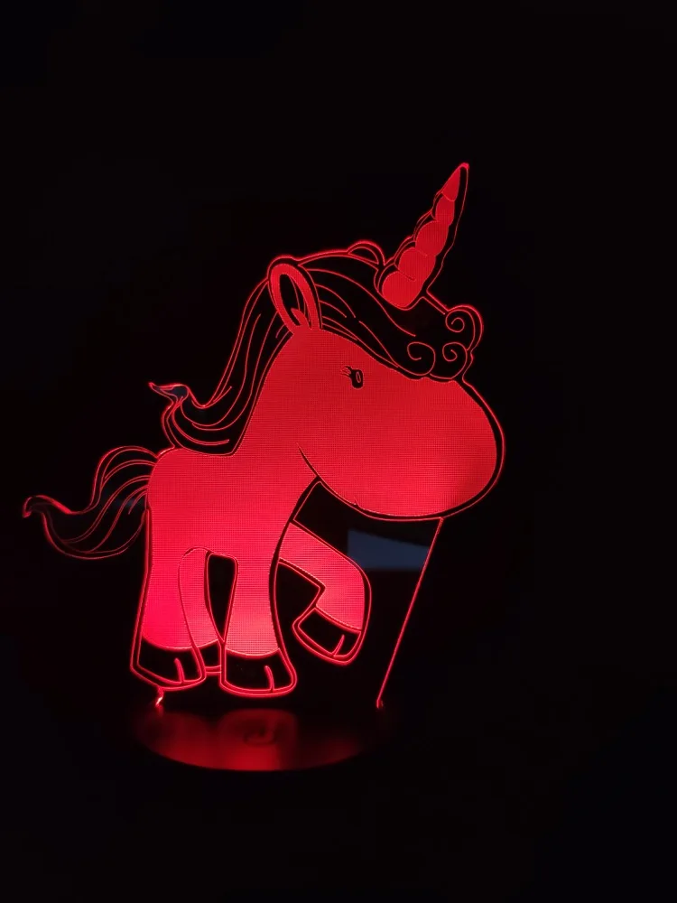 Лучшие продажи 3D лампа Q-version Единорог лучший подарок для девушки атмосфера изменение цвета с дистанционным светодиодным ночным светом лампа