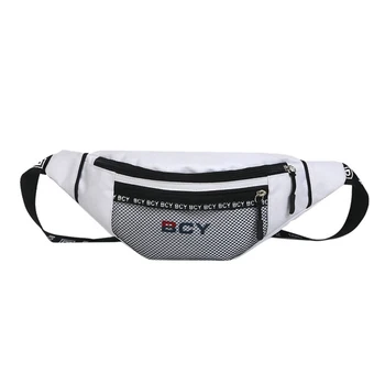 

Fashion Neutral Outdoor Zipper Canvas Messenger Bag Sport Chest Bag Waist Bag White