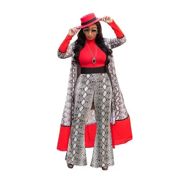 

Print Sexy Women Three Piece Set High Waist Autumn Top And Pants Suits Sexy Party Street Women Set