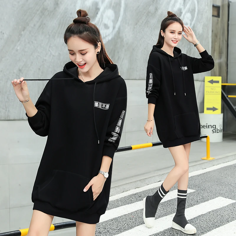 Lazy wind Новая женская куртка с капюшоном Весна и Осень harajuku женские толстовки пуловер - Цвет: Черный