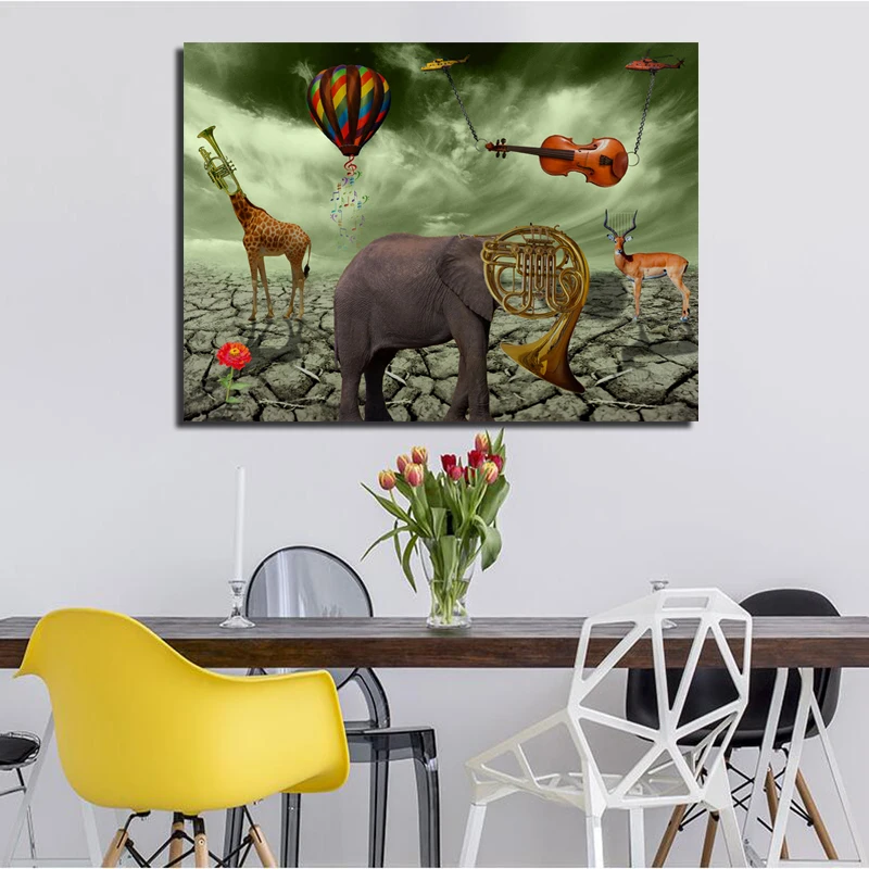 Salvador Dali, слон, олень, труба, картины, печать на холсте, настенные художественные принты, плакат для гостиной, животные, Куадрос, домашний декор
