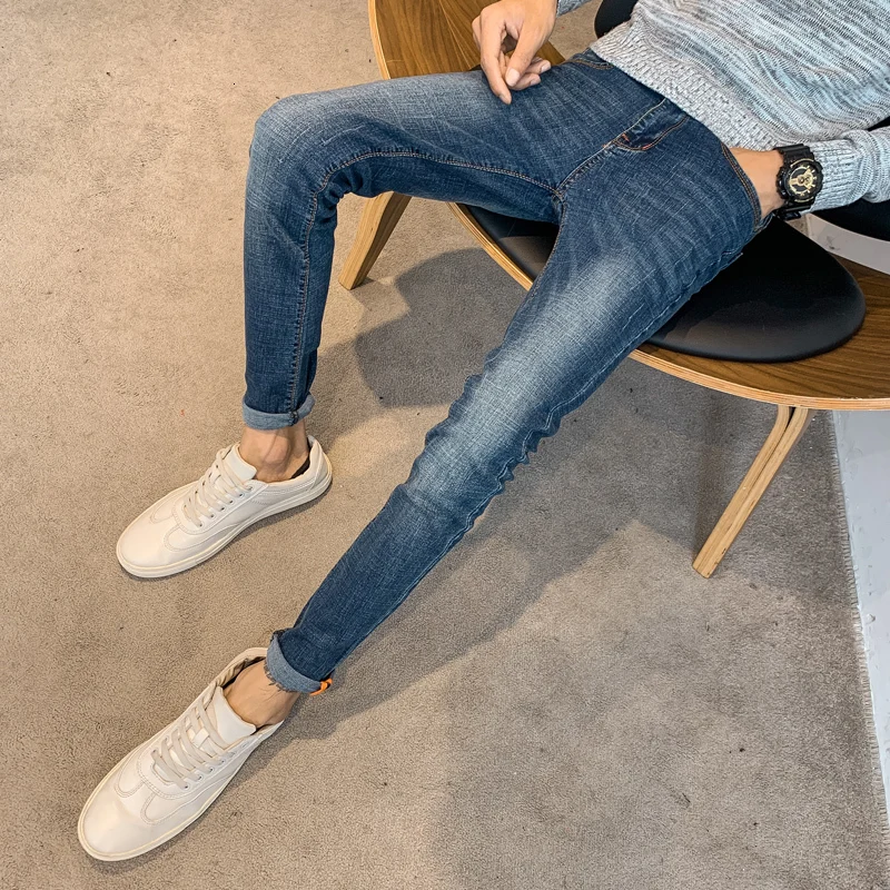 Jeans Men s Slim Fashion Washed Solid Color Casual Jean Pants Men Streetwear Wild Hip Hop 5