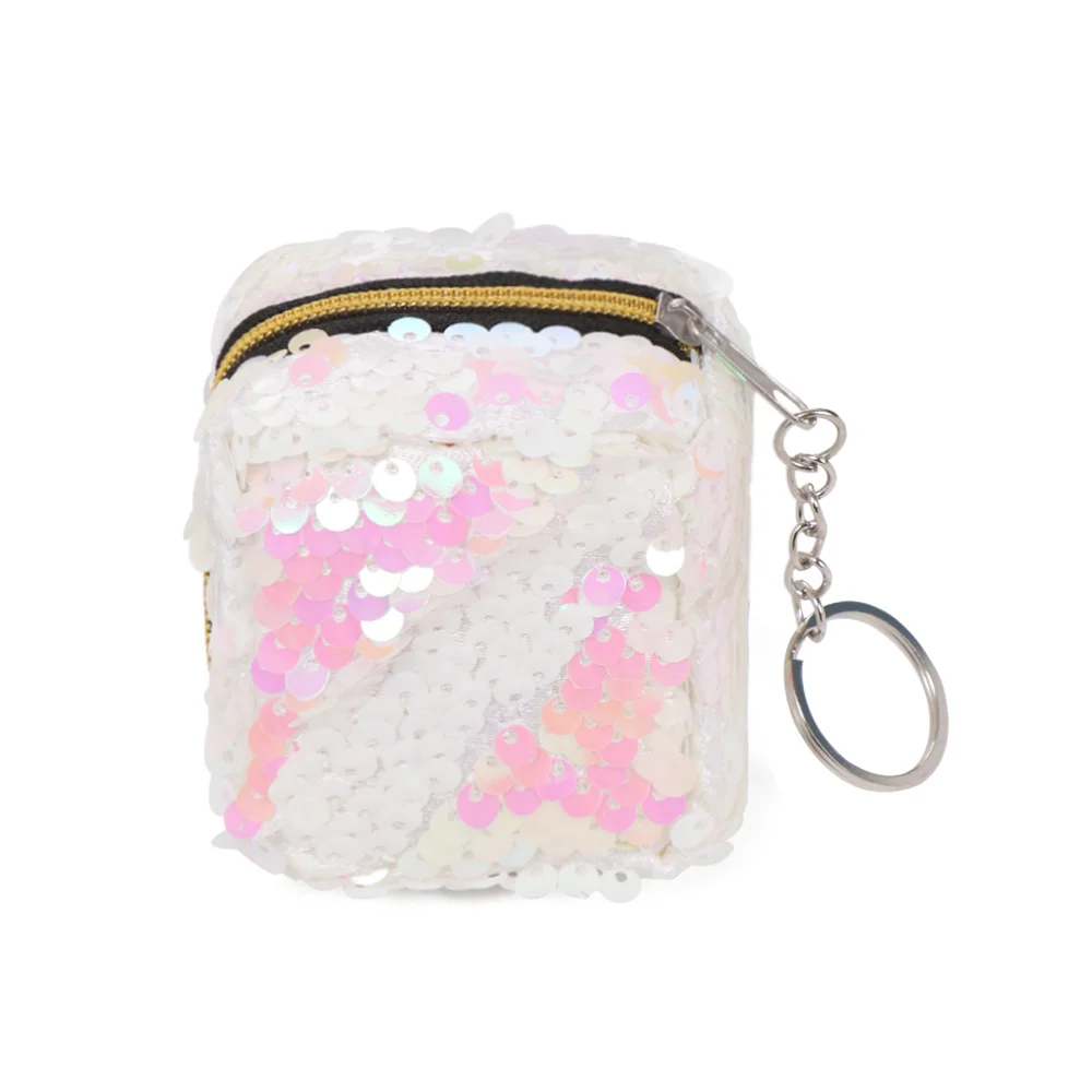 Детская Женская мини-сумка для монет, милый блестящий кошелек с блестками, маленький кошелек, Блестящая Сумочка, чехол для ключей, держатель для карт, наушников, детский подарок - Цвет: pink