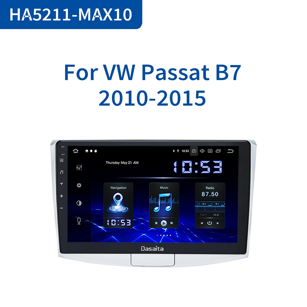 Dasaita 10.2&quot IPS Screen Car Multimedia Player Android 10.0 for VW Passat 1 Din Stereo 2013 2014 2015 GPS BT5.0 DSP Carplay |
